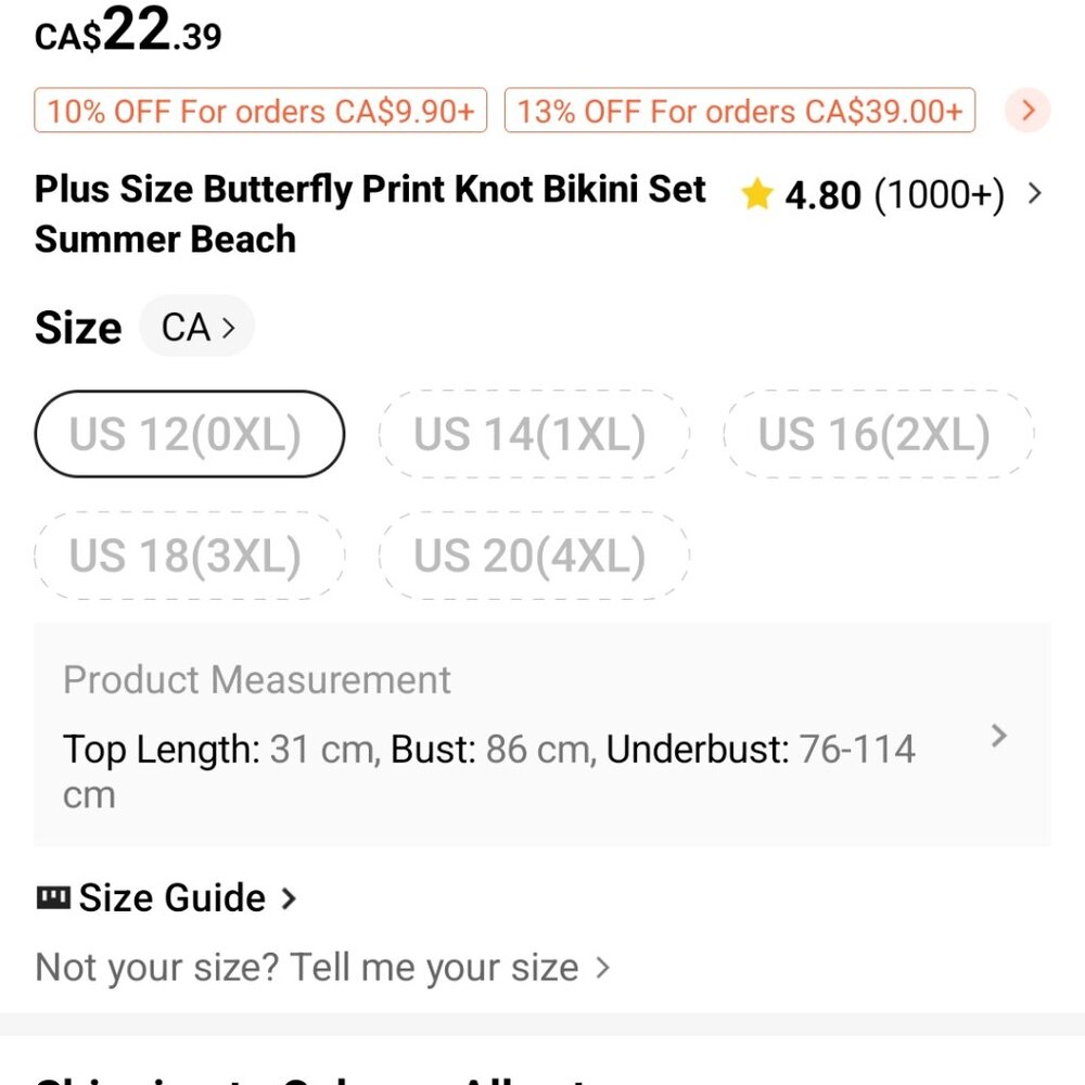 Shein Pink Butterfly Knot Bikini Swimsuit 0X - Picture 3 of 6
